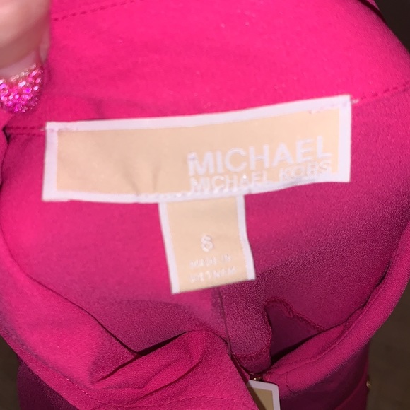 NWT Michael Kors Basics Radiant pink pocket zip up shirt - Picture 8 of 9